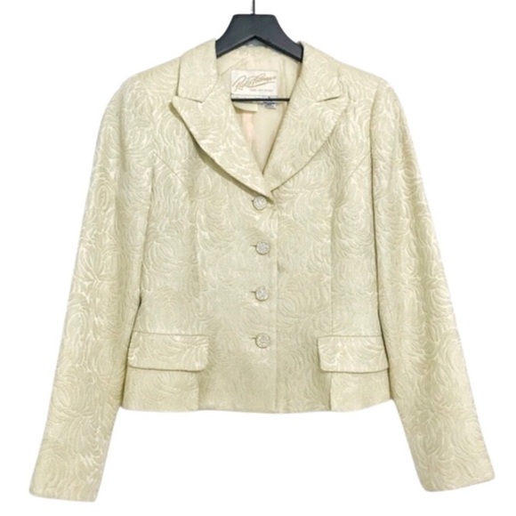 Vintage Rickie Freeman Teri Jone Nites 90s Petite Neiman Marcus Metallic Blazer - Picture 1 of 8